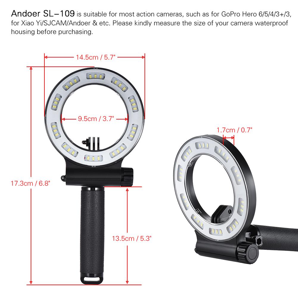 Đèn LED chống nước lặn 40m lấp đầy ánh sáng 3 chế độ cho GoPro Hero 6/5/4/3 + / 3 Yi 4K SJCAM