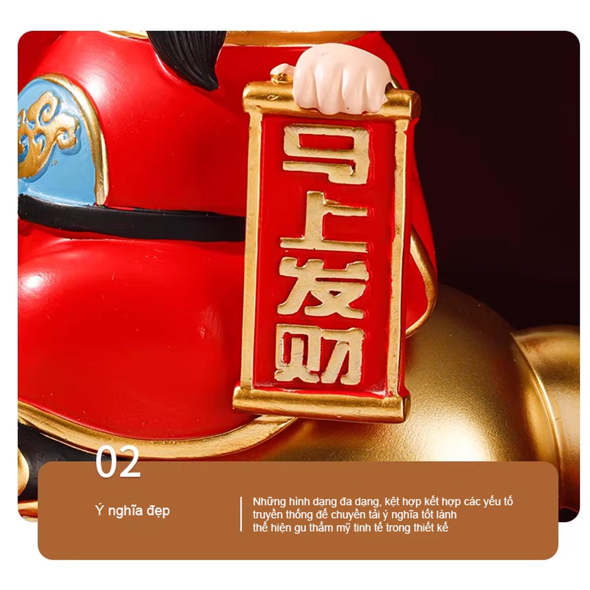 Tượng Thần Tài Cưỡi Ngựa May Mắn - Trang Trí Tết - 17 x 17 x 9 cm - 7082-2