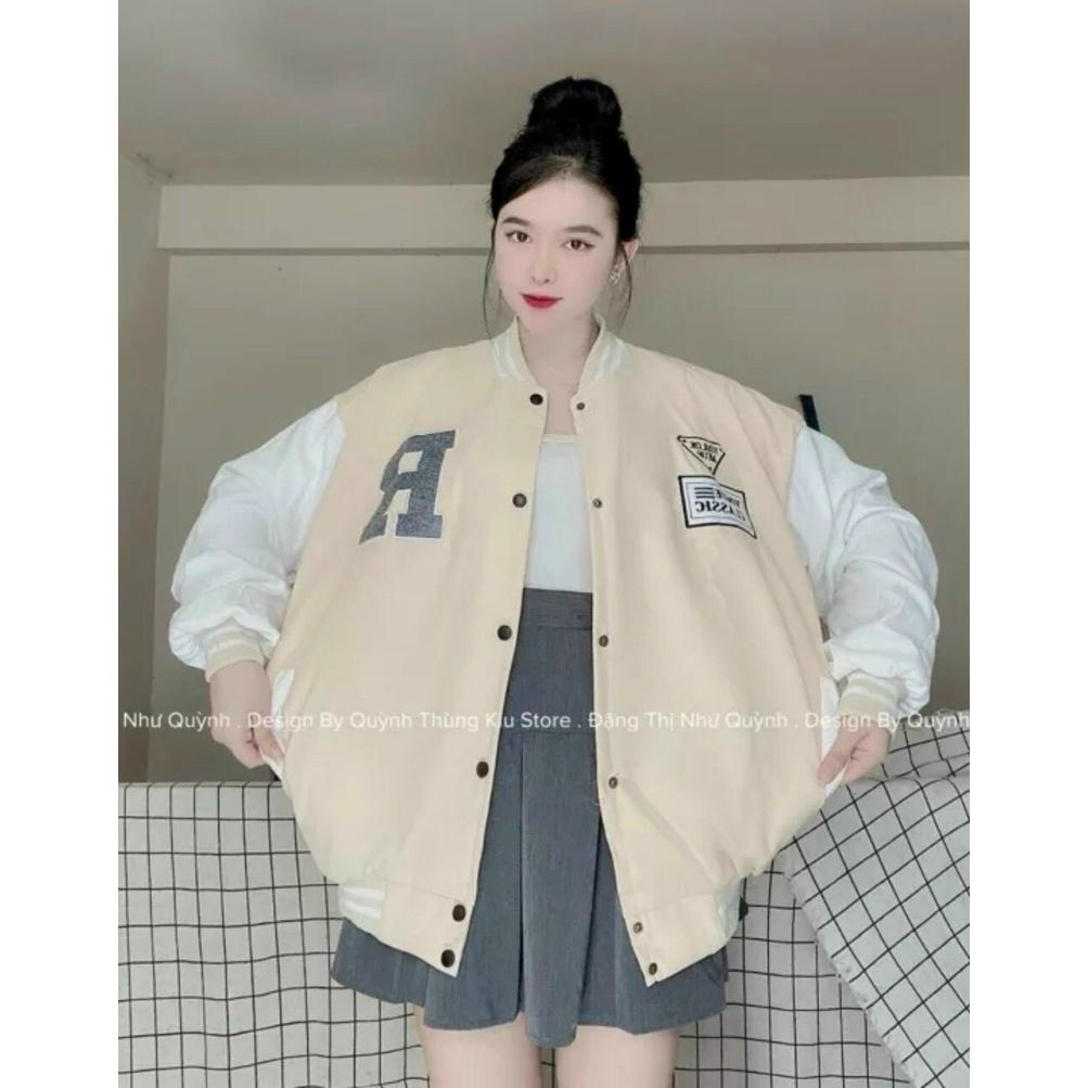 Áo khoác dù bomber jacket phối tay VOGUE CHỮ R form rộng unisex nam nữ