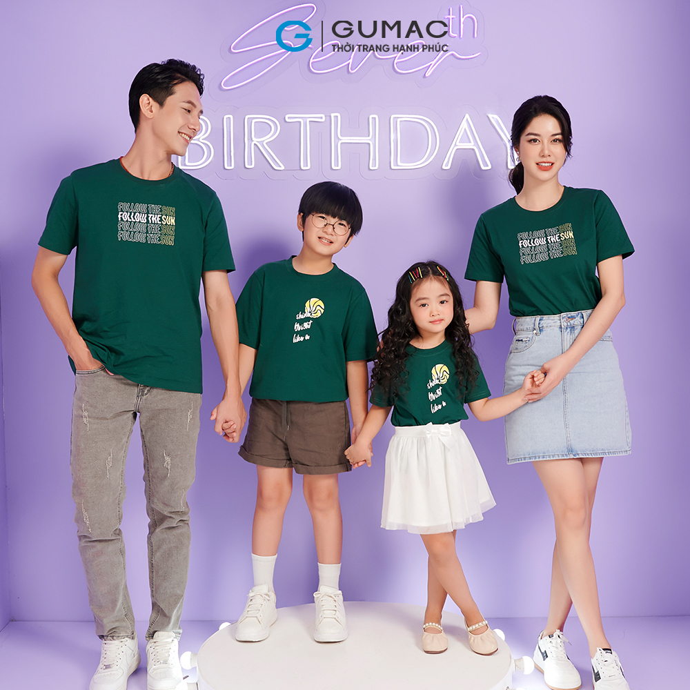 Áo thun trẻ em GUMAC ATKC08045 cổ tròn in chữ shine năng động