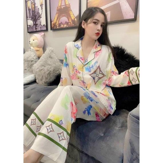 Bộ Pịama lụa cao cấp mặc nhà xinh xắn