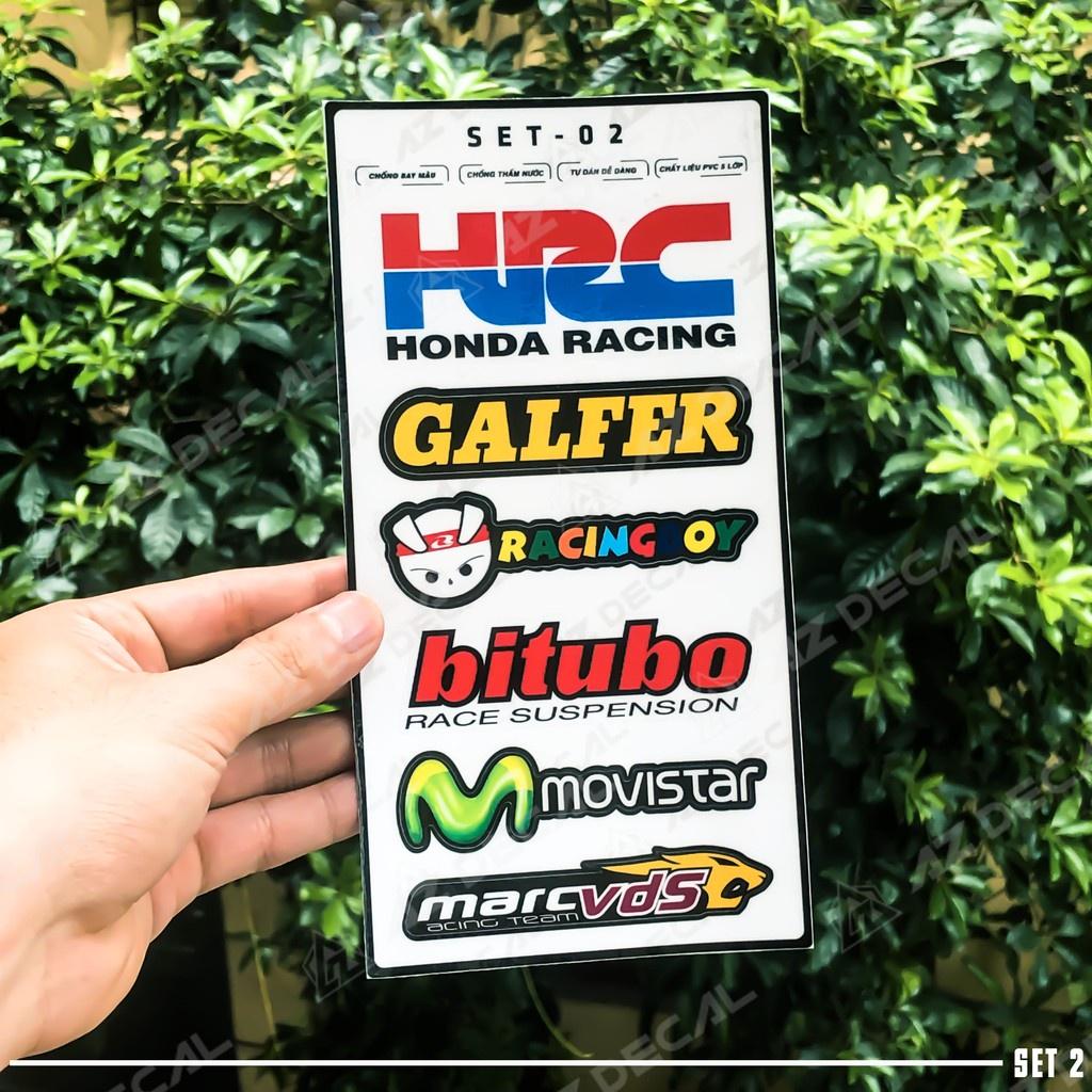 Sticker cute dán mũ bảo hiểm HRC Movistar Galfer, Nhãn dán sticker chống nước bền màu