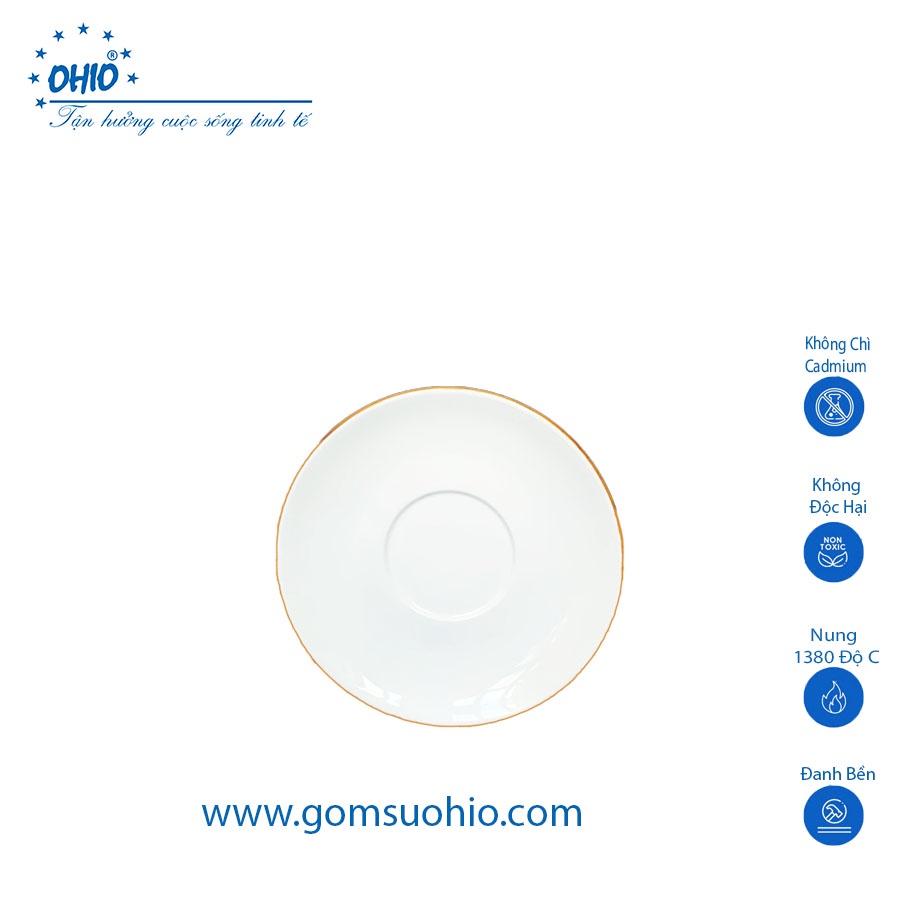 Đĩa Kê 11cm Sứ Trắng Viền Kim OHIO