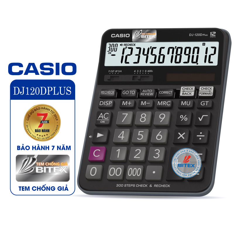 Máy tính Casio DJ-120D Plus, Bảo hành 7 năm - Hàng chính hãng Bitex