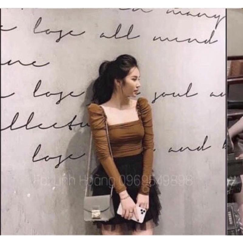 Áo nhún vai bồng cổ vuông