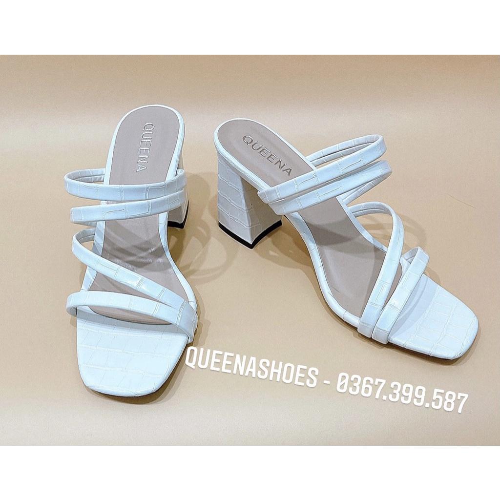 Giày sandal da răn cao cấp 7cm mang được 2 kiểu