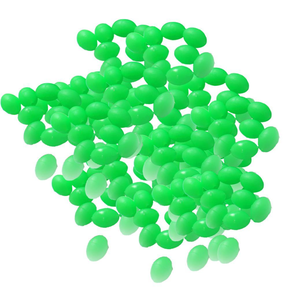 1 Set 200PCS/Set Luminous Fishing Beads Green Assorted Hard Plastic Oval Shaped Bead Glow Fishing Lures Baits Accessory with Fishing Tackle Box