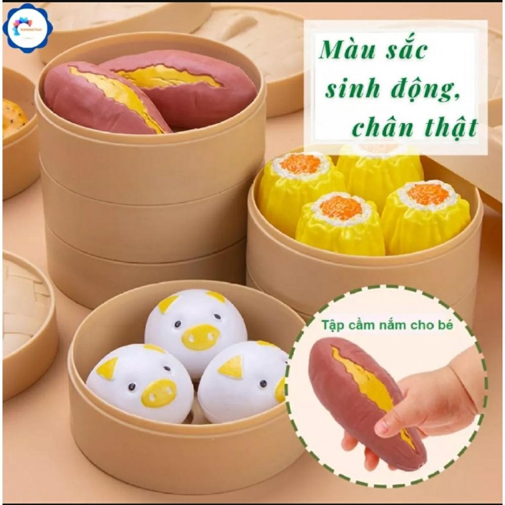 Bộ đồ chơi DIMSUM 84 chi tiết - set trò chơi nhà bếp nấu ăn 84 món bánh bao há cảo gà rán nhựa cao cấp cho bé