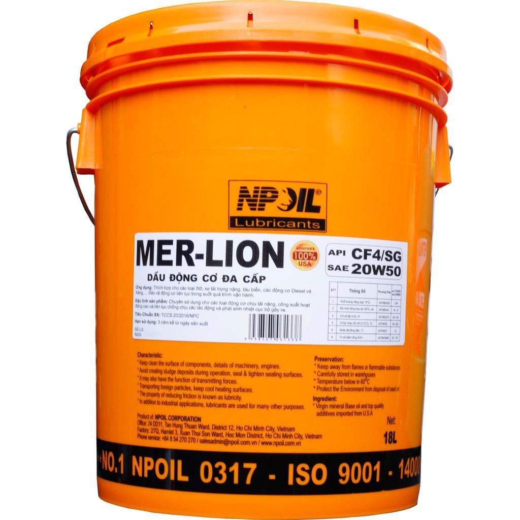 Dầu động cơ xe tải, tàu thuyền MER-LION - CF4/SG - 20W50 - 18L/25L (Xô/Can) - Hàng chính hãng