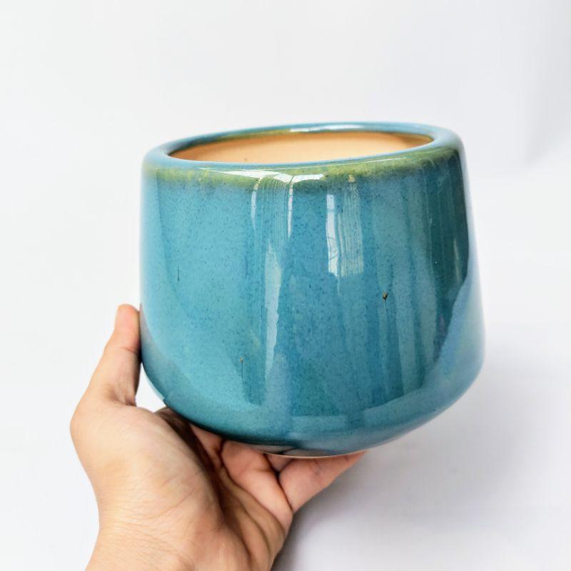 Chậu sứ trồng cây Kim cương men hỏa biến, chậu gốm sứ Bát Tràng cao cấp phù hợp trồng cây văn phòng, cây nội thất để bàn