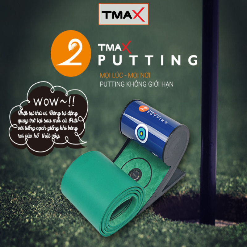 Thảm Tập Golf TMAX 2PUTTING tại nhà Nhỏ Gọn, Thiết Kế Độc Đáo Trả Lại Bóng Tập Luyện Hiệu Quả