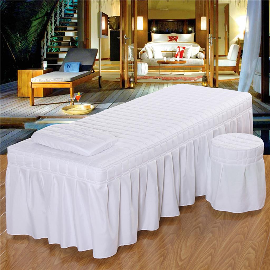 Beauty Linen Set Face Table Bed Skirt Pillowcase Stool Cover for Massage Beds