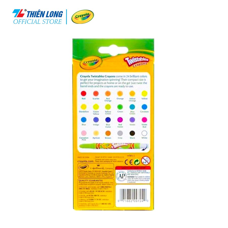 Bộ 24 bút sáp vặn mini Crayola Mini Twistable Crayon