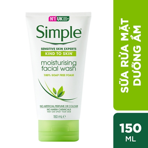 Conbo Sữa rửa mặt Simple Moisturising Facial 150ml + Nước Tẩy Trang Simple Micellar Water 200ml