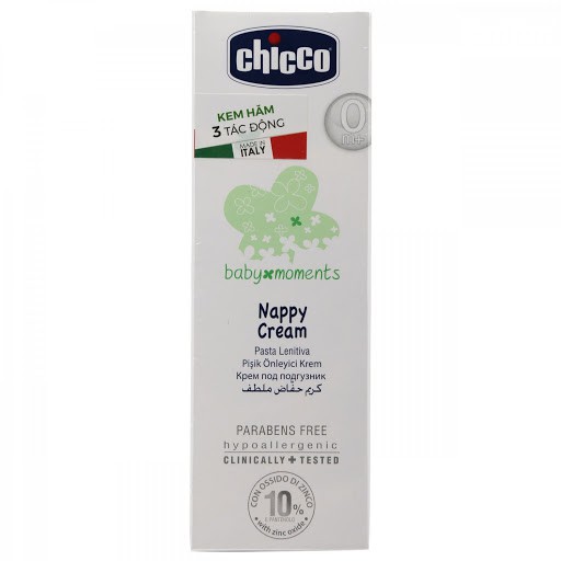 Kem hăm 3 tác động Chicco 0M+ 100ml hỗ trợ chống hăm, xoa dịu hăm và dưỡng da bé hiệu quả nhờ các thành phần tự nhiên ( Tặng 50 tờ khăn khô đa năng )