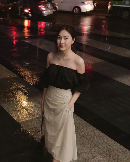Áo đen trể vai cực iu