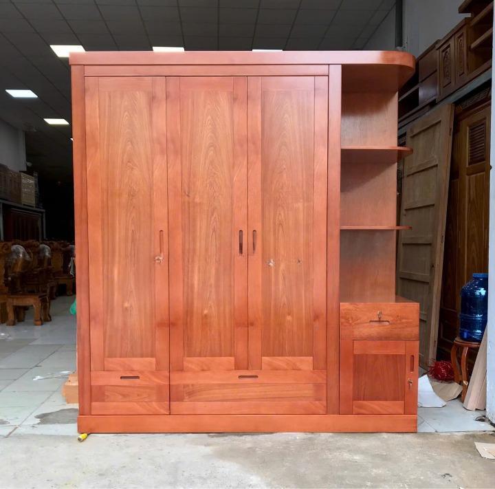 Tủ đựng đồ mẫu hiện đại , TỦ QUẦN ÁO GỖ XOAN ĐÀO 3 CÁNH KÈM KỆ TRANG TRÍ