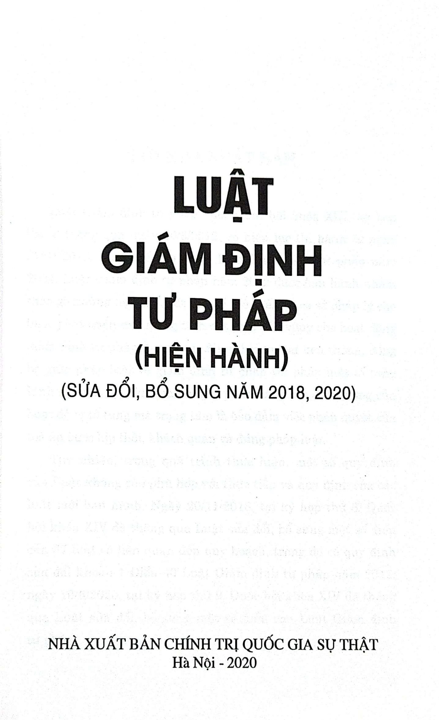 Luật giám định tư pháp (hiện hành) (sửa đổi, bổ sung năm 2018, 2020)