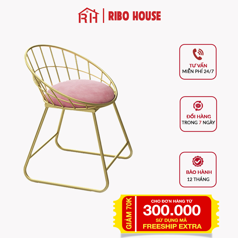 Ghế bàn trang điểm cao cấp RIBO HOUSE khung kim loại sơn tĩnh điện trang trí phòng ngủ phòng khách ban công RIBO55