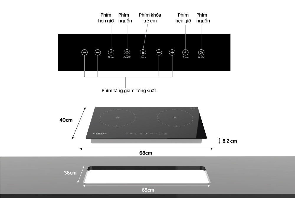 Bếp từ đôi SUNHOUSE SHB9111MT - Hàng chính hãng