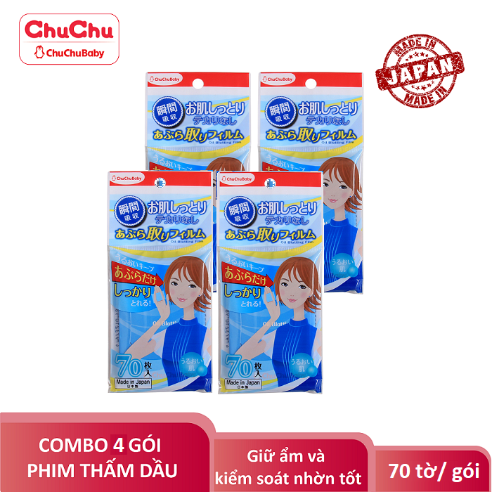 Combo 4 Gói Phim Thấm Dầu ChuChuBaby (70 tờ/gói)