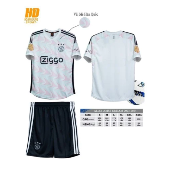 Quần Áo Thể  Thao HD Ajax Trắng Hồng Mới Nhất 2023-2024