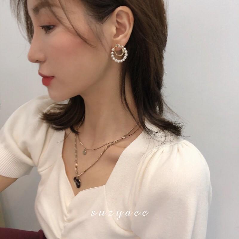 Bông tai đính đá - ngọc