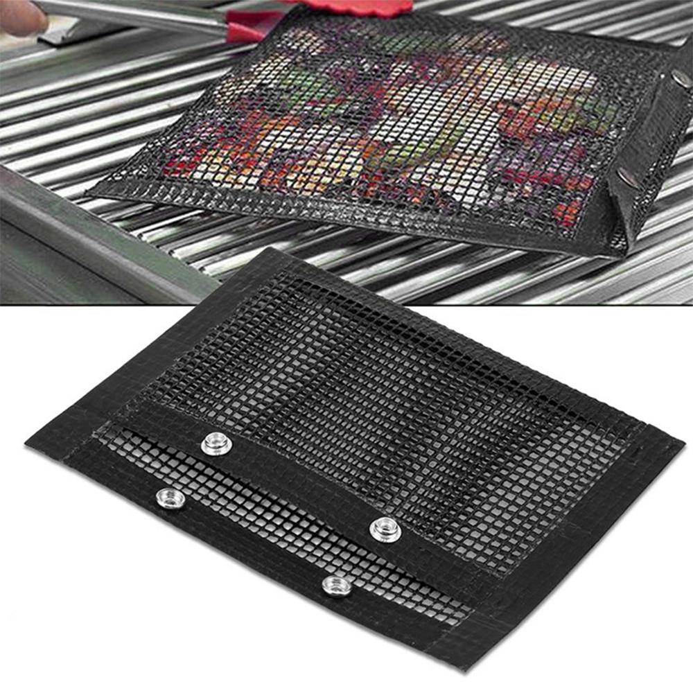 Set 2 Túi Lưới Nướng Bbq Không Dính Có Thể Tái Sử Dụng Kèm 2 Cọ Quét Bbq Tiện Dụng Phù Hợp Cắm Trại Dã Ngoại