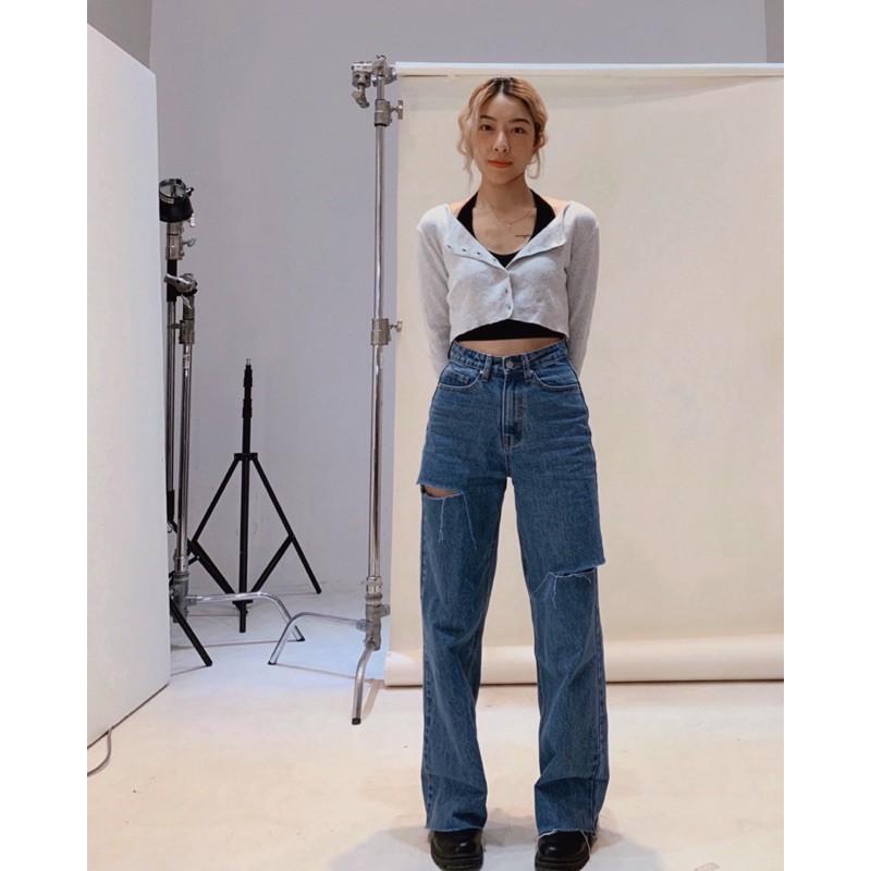 HIGHWAISTED STRAIGHT JEANS ( QUẦN JEANS ỐNG ĐỨNG RÁCH - VÀ KHÔNG RÁCH )