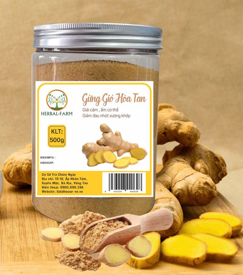 TRÀ GỪNG GIÓ HÒA TAN HERBAL FARM  - 500G