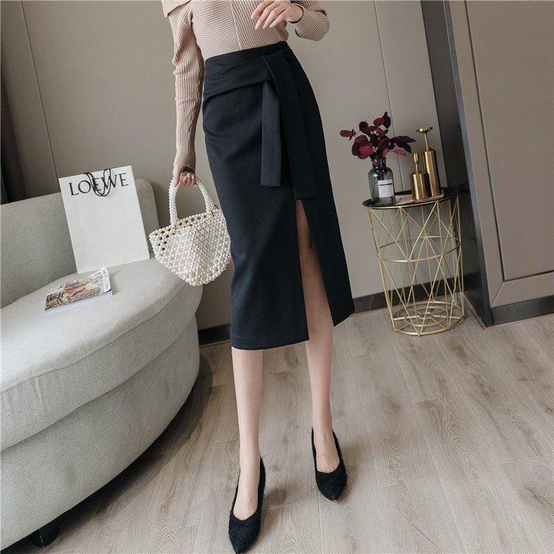 Chân váy xẻ tà cột nơ cao cấp