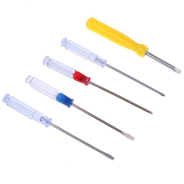 2X 5pcs/Set Plastic Handle Mini Pocket Cross Flathead Screwdriver Repair Tools
