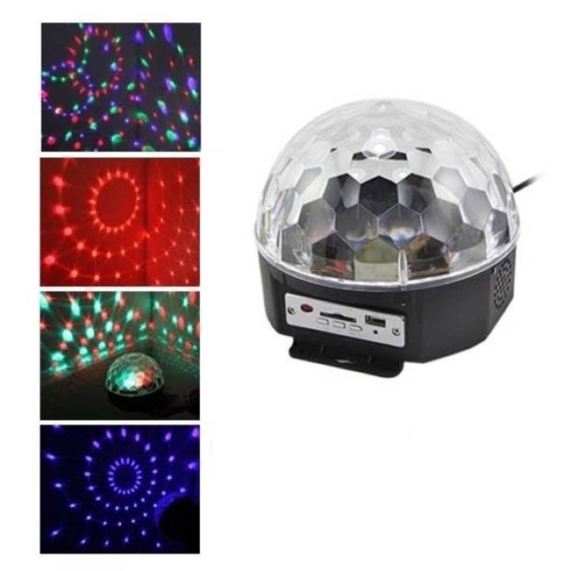 Đèn led quả cầu xoay to 360 độ 7 màu có điều khiển cảm ứng loa phát nhạc