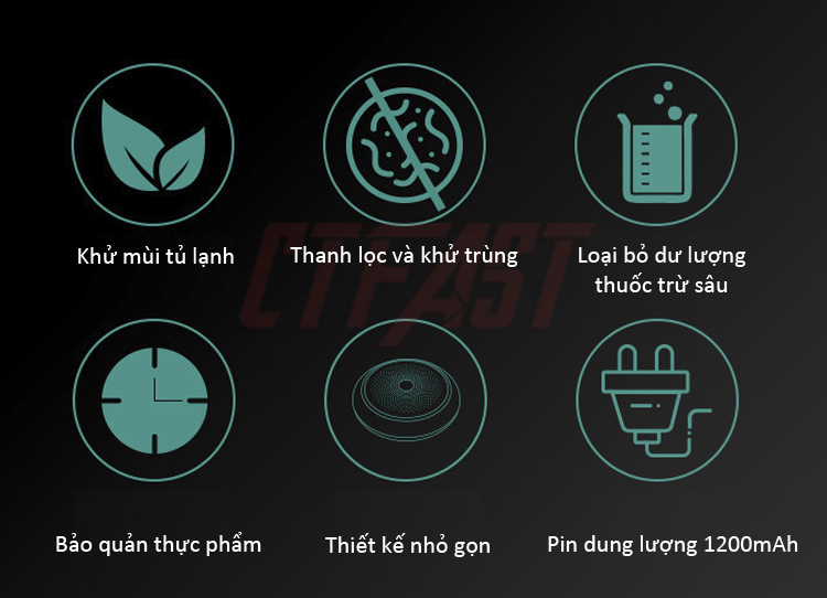 Máy khử mùi tủ lạnh CTFAST : Công nghệ ozone, khử mùi hôi, nấm mốc, loại bỏ dư lượng thuốc trừ sâu, thanh lọc không khí, bảo vệ sức khỏe gia đình