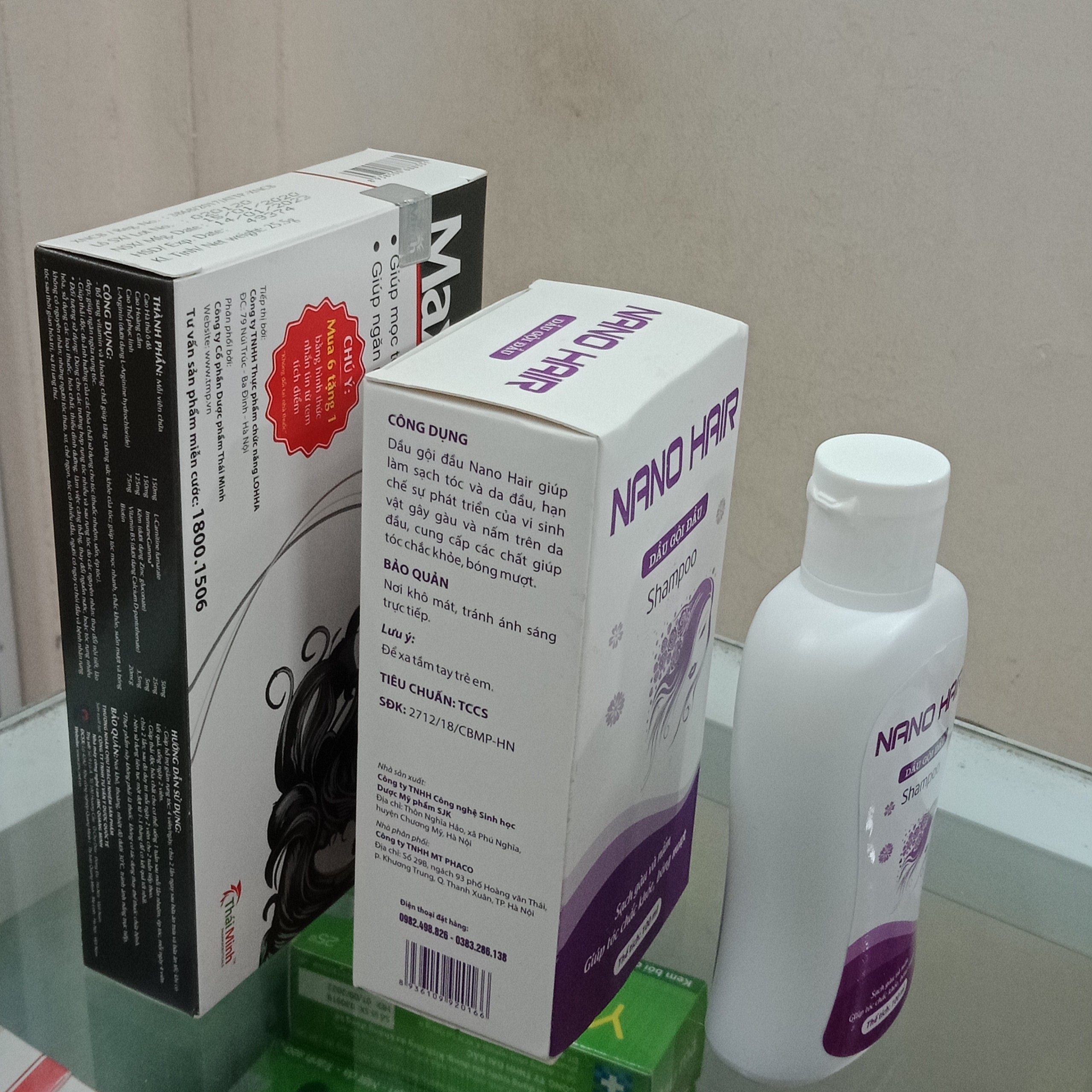 Thực phẩm bảo vệ sức khỏe Maxxhair kích thích mọc tóc, giảm tóc gãy rụng &amp; Dầu gội ngừa gầu và nấm da đầu Nano hair