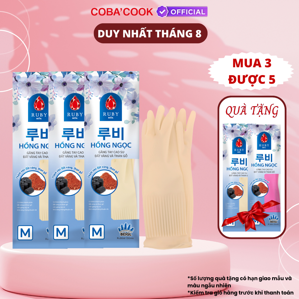 [Mua 3 Tặng 2] Bộ 3 Đôi Găng Tay Cao Su Ruby 37cm