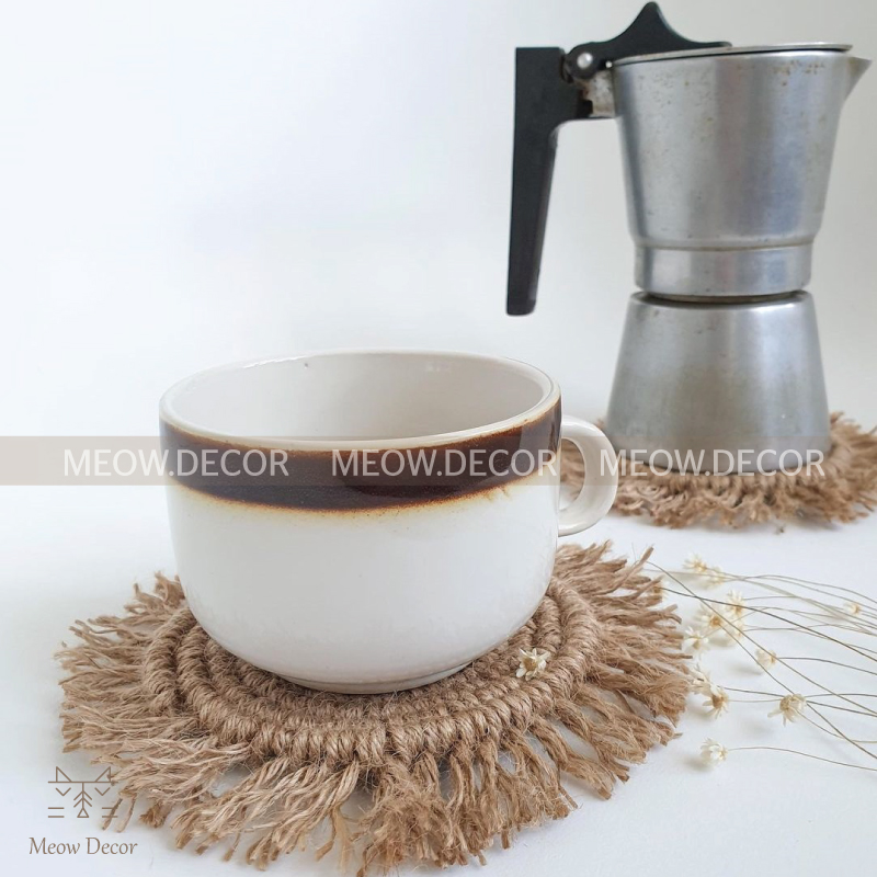 Lót ly thừng gai trang trí chụp ảnh, lót nến, phụ kiện decor phong cách vintage