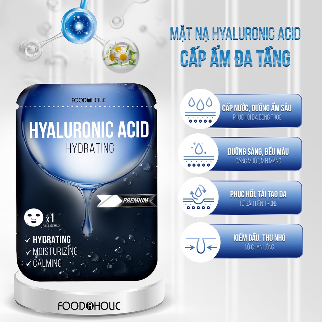 Combo 10  Mặt nạ giấy giúp cấp ẩm đa tầng Foodaholic Hyaluronic Acid Hydrating Mask 23ml