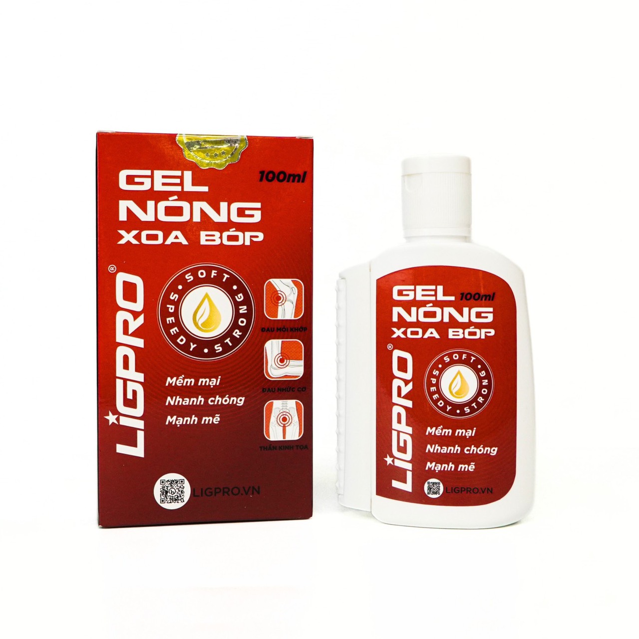 Gel nóng xoa bóp giảm đau Ligpro, chai 100ml