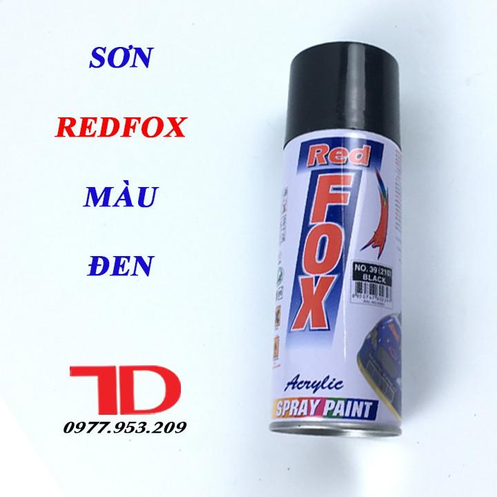 Sơn xịt RedFox màu đen dùng cho đầu lạnh, sơn chất lượng giá rẻ, dung tích 400ml, sơn xe máy, sơn ô tô