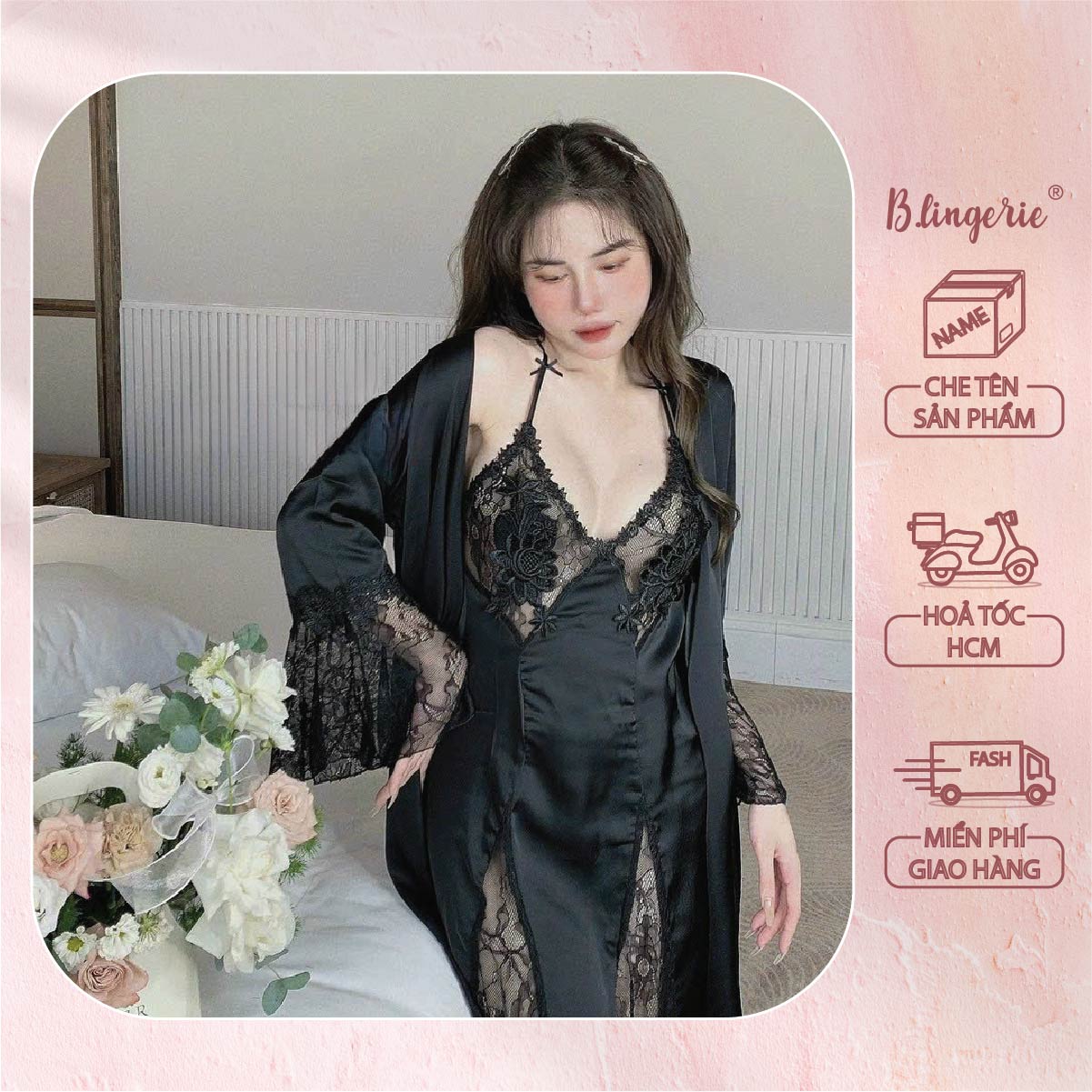 Váy Ngủ Quyến Rũ Nữ Tính (Kèm áo choàng) - B.Lingerie