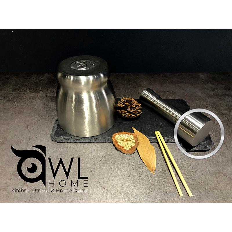 Bộ cối, chày Inox nghiền gia vị 304 nguyên khối, có nắp, siêu bền - Phong các