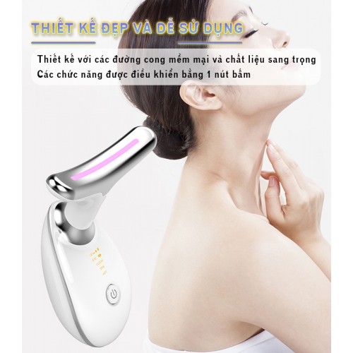 Máy Massage Nâng Cơ Làm Trẻ Hóa Da Mặt, Cổ Nikio NK-126 - Công Nghệ Điện Di EMS, Rung Nóng, Ion Và Ánh Sáng IPL