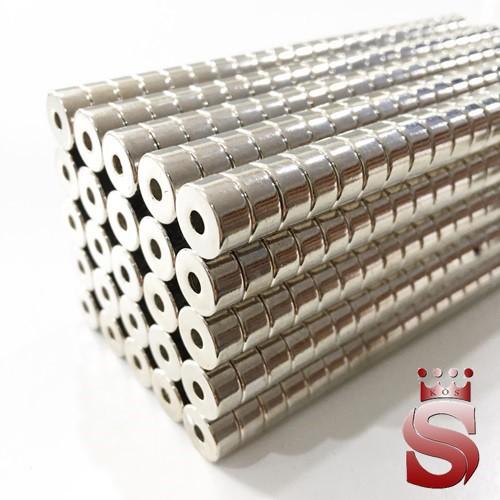 Nam châm vĩnh cửu dạng lỗ kích thước 10x5mm đường kính lỗ 3mm