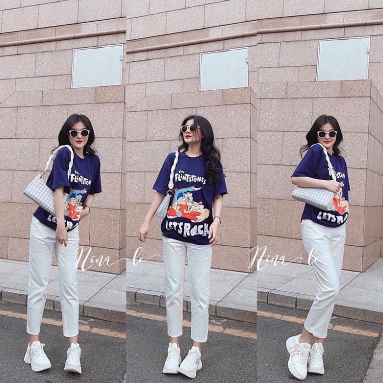 Quần baggy bò nữ trắng cao cấp lưng cao ôm dáng