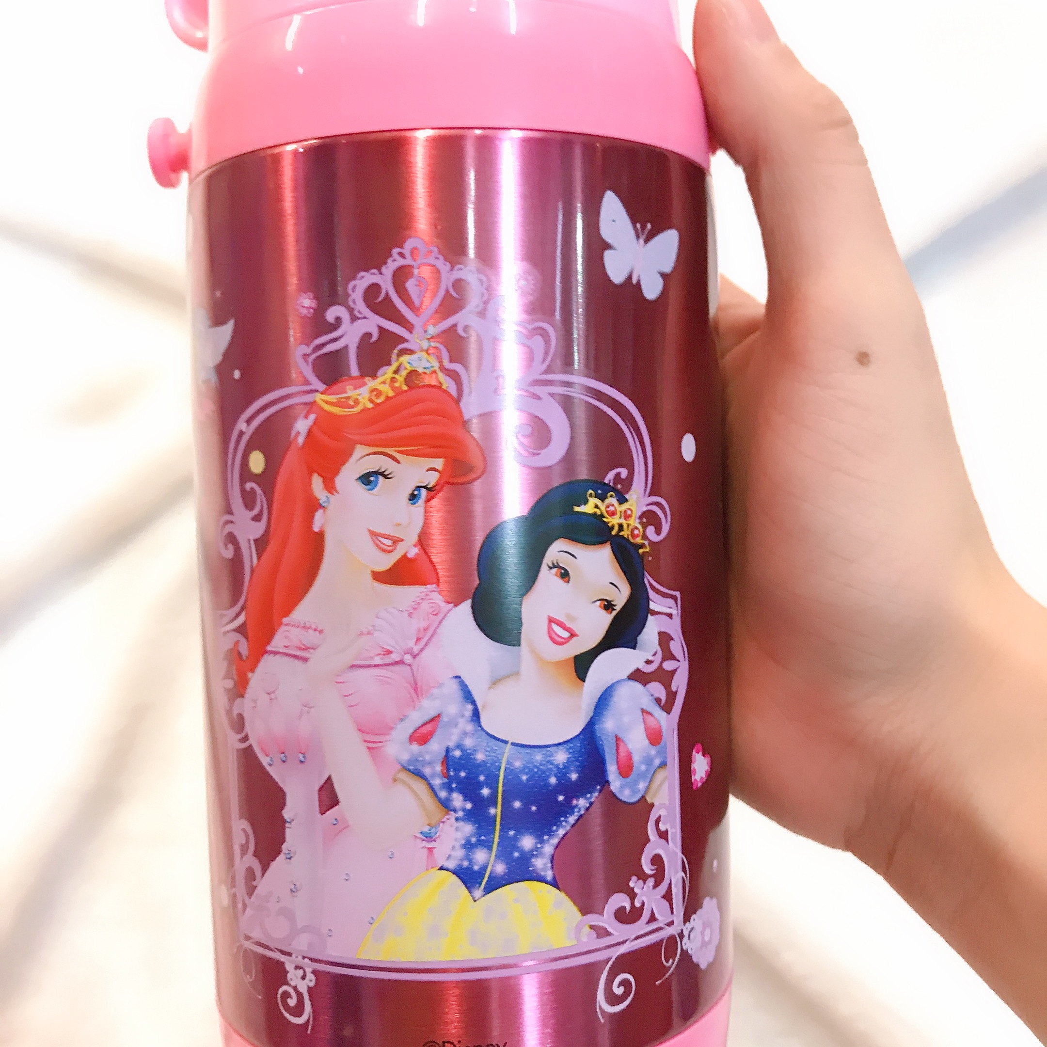Bình nước giữ nhiệt hình công chúa Princess màu hồng cho trẻ em, các bé, học sinh -  - WD-3411PNC