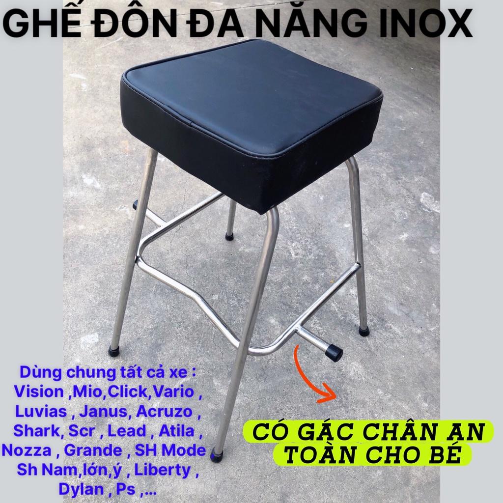 Ghế ngồi xe máy cho bé  SỈ= LẺ  Xe Tay Ga Yên Nệm, Không Tựa,,An Toàn Cho Bé , GHẾ ĐÔN GA INOX YÊN NỆM