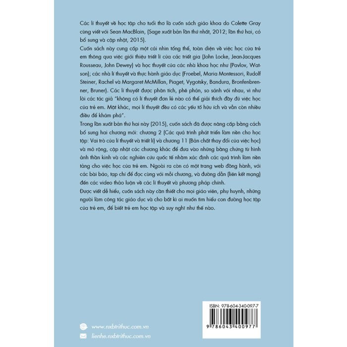 Các Lí Thuyết Về Học Tập Cho Tuổi Thơ - Colette Gray, Sean MacBlain - Hiếu Tân dịch - (bìa mềm)