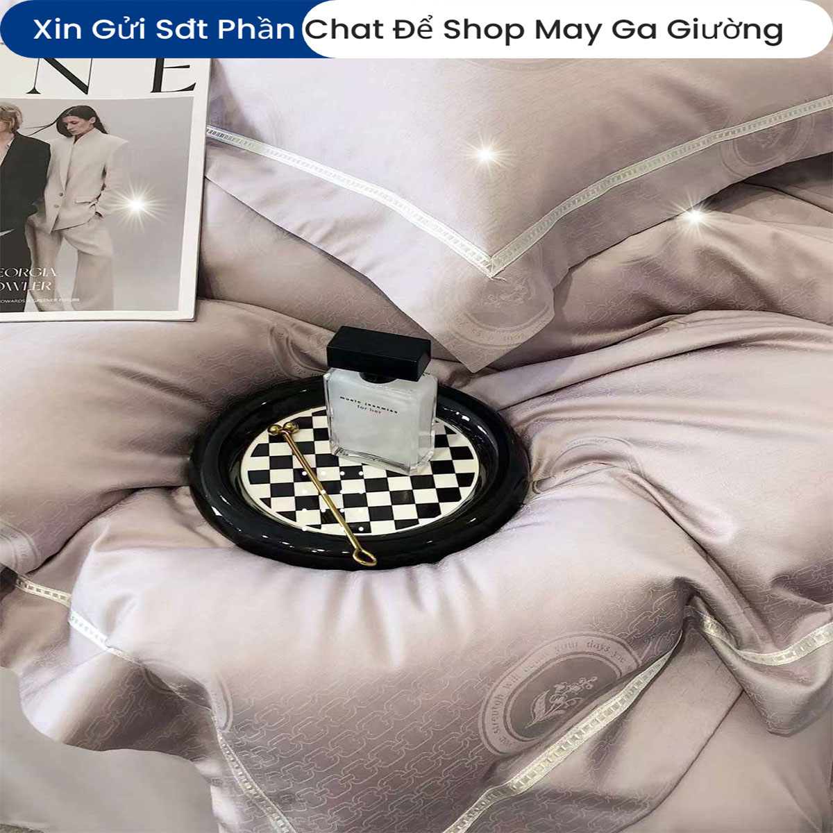 Bộ Chăn Ga Gối Đệm Lụa Tencel 100s Màu Trơn 5 Món ANNA NGUYÊN Cao Cấp Chăn Chần Bông Lụa Mềm 01