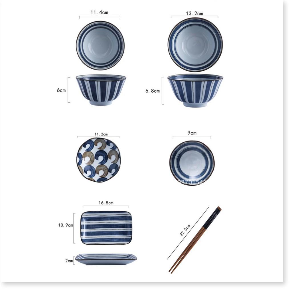 Bộ Chén Dĩa Ăn Shino-Cobalt Japan 6 món